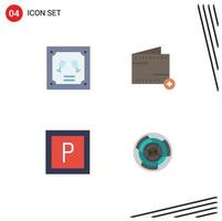 Flat Icon Pack of 4 Universal Symbols of card vehicles letter e business Editable Vector Design Elements