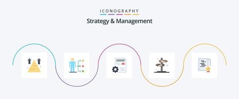 Strategy And Management Flat 5 Icon Pack Including sign. board. user. edit. setting vector