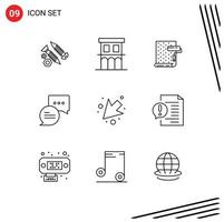 Set of 9 Commercial Outlines pack for mail chat property wallpaper design Editable Vector Design Elements