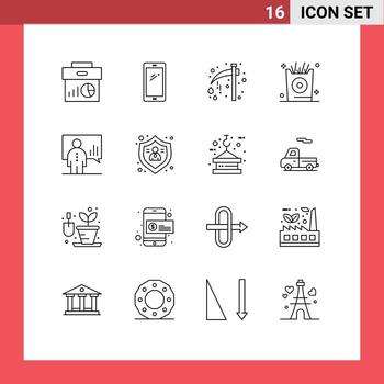 Set of 16 Vector Outlines on Grid for kid fries android scary halloween Editable Vector Design Elements