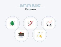 paquete de iconos planos de navidad 5 diseño de iconos. . medias. Días festivos. calcetín. Navidad vector