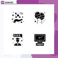 4 Universal Solid Glyph Signs Symbols of protect customer satisfaction science holi review Editable Vector Design Elements