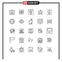 Mobile Interface Line Set of 25 Pictograms of bomb perfume vision bottle develop Editable Vector Design Elements