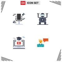 4 Universal Flat Icons Set for Web and Mobile Applications audio video sound toy hat Editable Vector Design Elements