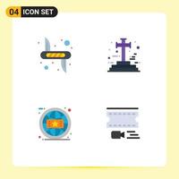 Pictogram Set of 4 Simple Flat Icons of knife brand army grave global Editable Vector Design Elements