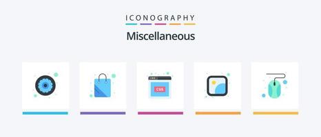 Miscellaneous Flat 5 Icon Pack Including cursor. code. photos. gallery. Creative Icons Design vector