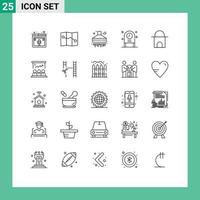 Set of 25 Vector Lines on Grid for mosque historical building hood building disco Editable Vector Design Elements