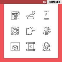 Set of 9 Commercial Outlines pack for store pin phone market iphone Editable Vector Design Elements