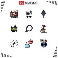 paquete de iconos de vector de stock de 9 signos y símbolos de línea para orar misbaha compras dinero negocio elementos de diseño de vector editables