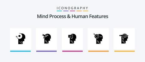 Mind Process And Human Features Glyph 5 Icon Pack Including mind. target. mind. precision. arrow. Creative Icons Design vector