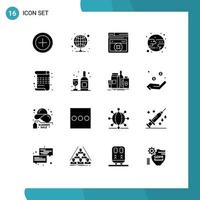 16 Creative Icons Modern Signs and Symbols of drink arts web art moon Editable Vector Design Elements