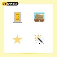 Pack of 4 creative Flat Icons of construction star ball net microphone Editable Vector Design Elements