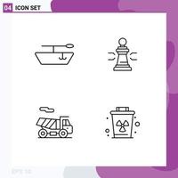 Set of 4 Modern UI Icons Symbols Signs for boat quad business strategy environment Editable Vector Design Elements