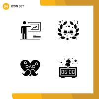 Set of 4 Modern UI Icons Symbols Signs for presentation father business christmas love Editable Vector Design Elements