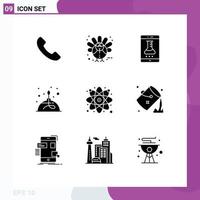 Pictogram Set of 9 Simple Solid Glyphs of research lab mobile app store fire alcohol Editable Vector Design Elements