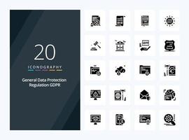 20 Gdpr Solid Glyph icon for presentation vector