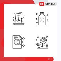 Universal Icon Symbols Group of 4 Modern Filledline Flat Colors of beverage file juice summer sharing Editable Vector Design Elements