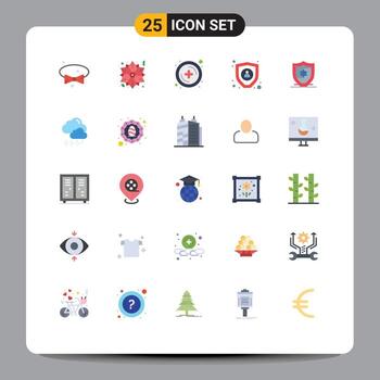 25 Thematic Vector Flat Colors and Editable Symbols of snow protection add american encryption Editable Vector Design Elements