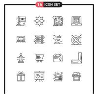 Modern Set of 16 Outlines and symbols such as water tool life construction website Editable Vector Design Elements