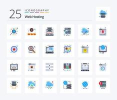 Web Hosting 25 Flat Color icon pack including management. database. hosting. setting. hosting vector