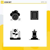 Pictogram Set of 4 Simple Solid Glyphs of shutdown meal cloud baking business Editable Vector Design Elements