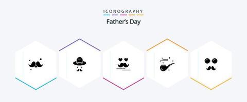 Fathers Day 25 Glyph icon pack including avatar. day. fathers. pipe. moustache vector