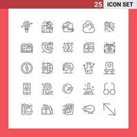 Line Pack of 25 Universal Symbols of storage cloud shopping climate healthcare Editable Vector Design Elements