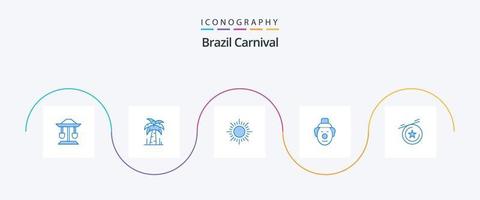 paquete de iconos azul 5 del carnaval de brasil que incluye. amanecer. medalla. circo vector