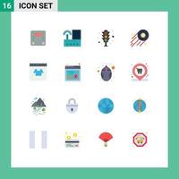 16 Universal Flat Colors Set for Web and Mobile Applications card growth radio dollar coin traffic signal Editable Pack of Creative Vector Design Elements