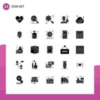 Set of 25 Modern UI Icons Symbols Signs for scientist avatar user scientist effective Editable Vector Design Elements