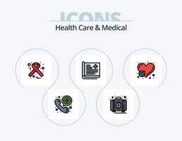 cuidado de la salud y línea médica llena de iconos paquete 5 diseño de iconos. emergencia. signo. cuidado de la salud. médico. médico vector