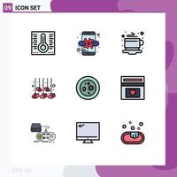 Set of 9 Modern UI Icons Symbols Signs for chemistry biochemistry coffee wedding heart Editable Vector Design Elements