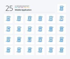 Mobile Application 25 Blue Color icon pack including application. app. video app. more. detail vector