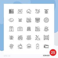 Line Pack of 25 Universal Symbols of pencil world share sign tag Editable Vector Design Elements
