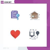 4 Flat Icon concept for Websites Mobile and Apps file heart computing house like Editable Vector Design Elements