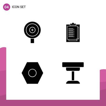 Stock Vector Icon Pack of 4 Line Signs and Symbols for business user interface notepad presentation desk Editable Vector Design Elements