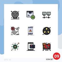 Modern Set of 9 Filledline Flat Colors and symbols such as box discount time target tag Editable Vector Design Elements