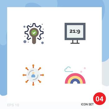 Set of 4 Modern UI Icons Symbols Signs for search network aspect ratio internet nature Editable Vector Design Elements