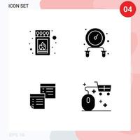 Group of Modern Solid Glyphs Set for box note stick jump rope office Editable Vector Design Elements