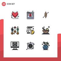 9 Universal Filledline Flat Color Signs Symbols of games mission canoe marketing business Editable Vector Design Elements