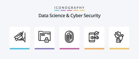 Data Science And Cyber Security Line 5 Icon Pack Including encryption. data. scanner. cryptography. secure. Creative Icons Design vector