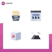 User Interface Pack of 4 Basic Flat Icons of cleaning book washing web learn Editable Vector Design Elements