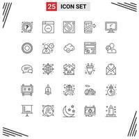 Set of 25 Modern UI Icons Symbols Signs for smartphone marketing devices business vinyl Editable Vector Design Elements