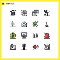 conjunto de 16 iconos modernos de la interfaz de usuario signos de símbolos para la nota de electricidad de energía recordatorio de carga elementos de diseño de vectores creativos editables