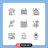 9 Thematic Vector Outlines and Editable Symbols of bureaucracy bribe money party club Editable Vector Design Elements