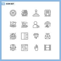 Group of 16 Modern Outlines Set for camera park van water speaker Editable Vector Design Elements