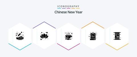 paquete de iconos de 25 glifos del año nuevo chino que incluye el año nuevo. chino. chino. zhihu. China vector