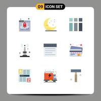 9 User Interface Flat Color Pack of modern Signs and Symbols of website tabs frame things iot Editable Vector Design Elements