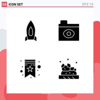 Solid Glyph Pack of Universal Symbols of rocket star startup eye bruschetta Editable Vector Design Elements