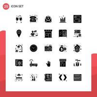 25 Thematic Vector Solid Glyphs and Editable Symbols of control market letter forecast business Editable Vector Design Elements